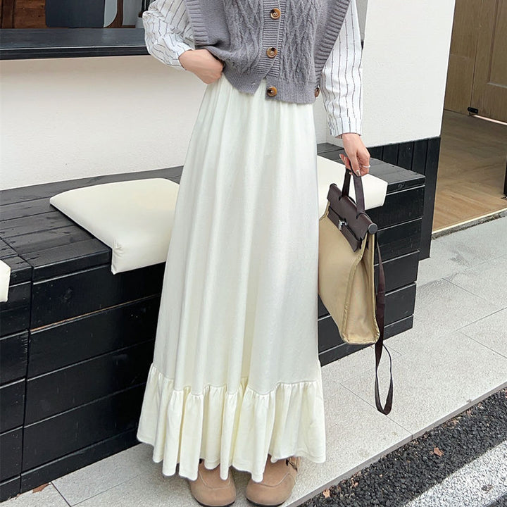 Women's Flowing Maxi Skirt with Ruffles Mune Fashion