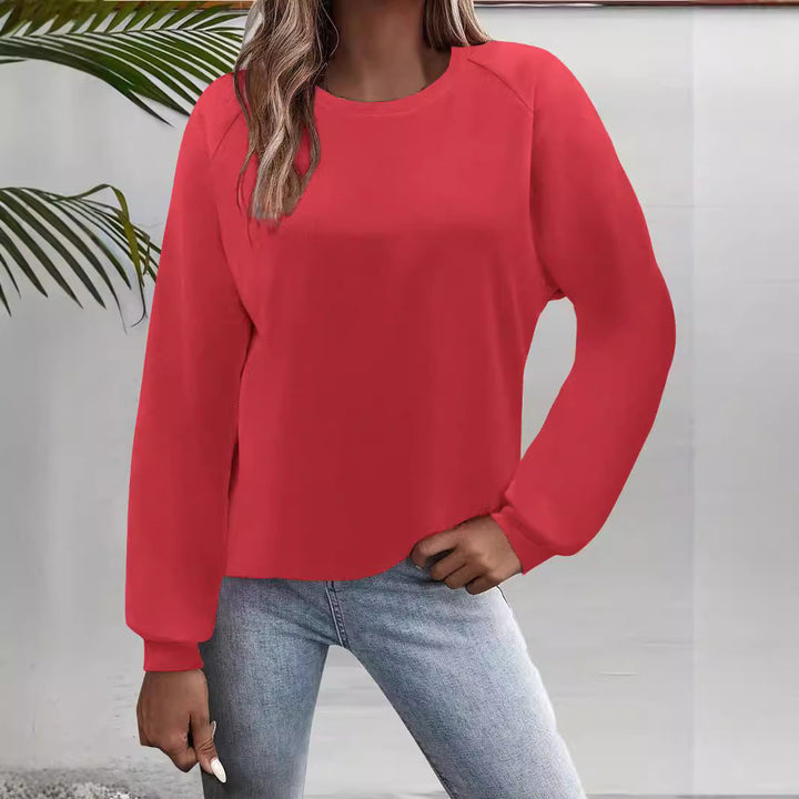 Women's Casual Round Neck Sweatshirt with Raglan Sleeves and Elastic Cuffs Mune Fashion