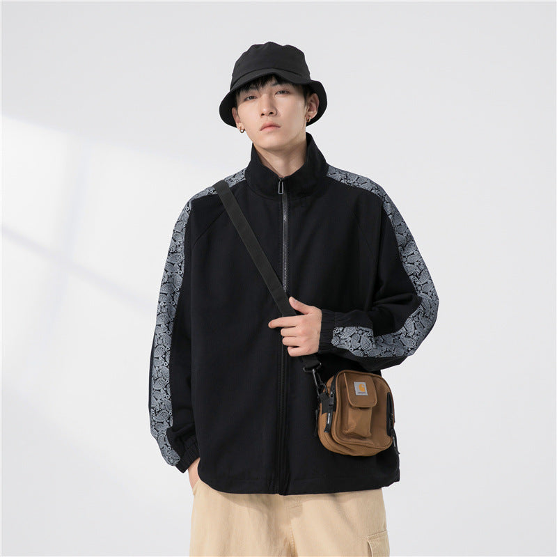 Men's Oversize Transitional Jacket with Raglan Sleeves, Stand Collar, and Elastic Cuffs Mune Fashion