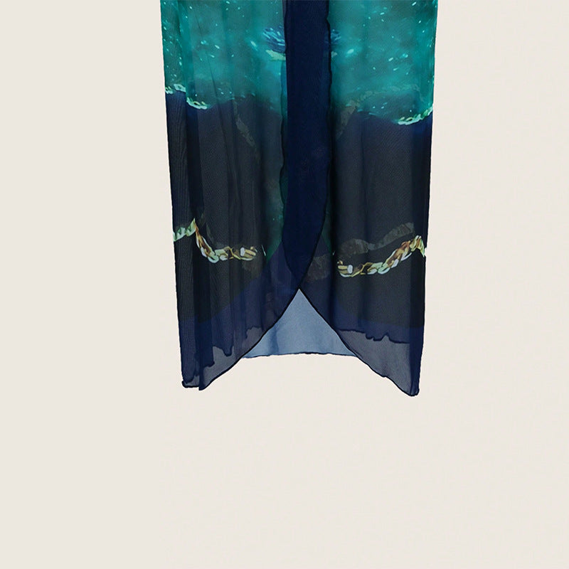 Women One-Piece Swimsuit with Transparent Wrap Skirt Mune Fashion