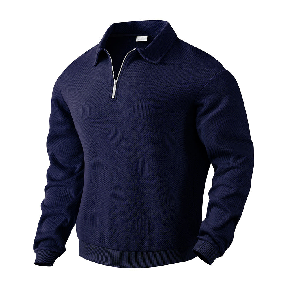 Men's nan Troyer in geometric structured knit with half-zip and polo collar Mune Fashion