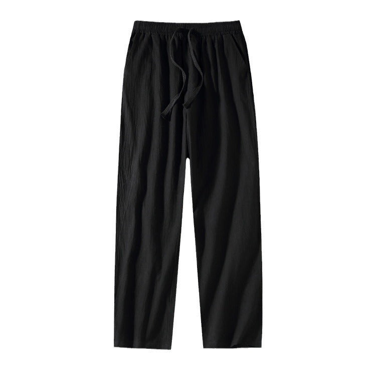 Men's linen pants with elastic waistband and drawstring straight leg Mune Fashion