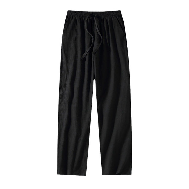 Men's linen pants with elastic waistband and drawstring straight leg Mune Fashion