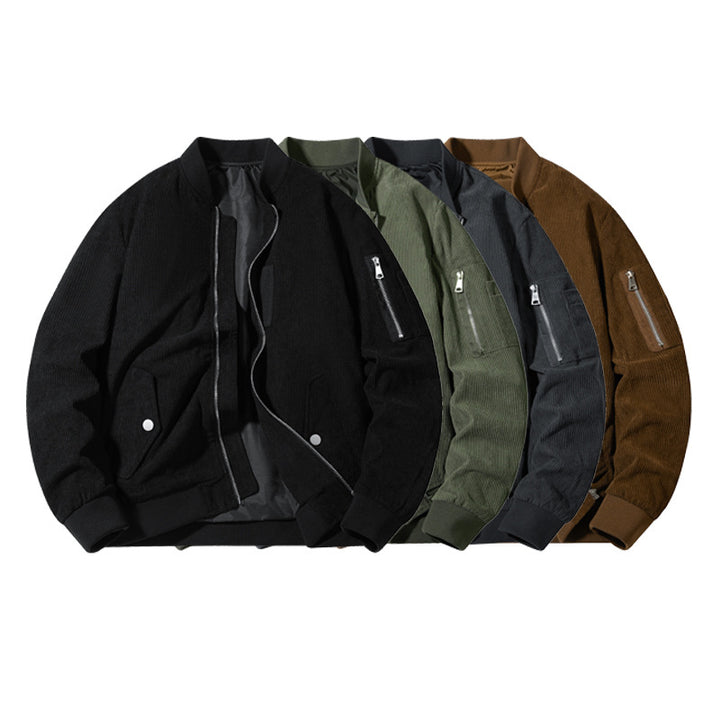 Men's Sporty Bomber Jacket with Zipper and Practical Pockets Mune Fashion