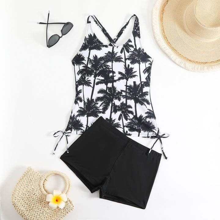 Women Tankini Set with Floral Design and Adjustable Straps Mune Fashion
