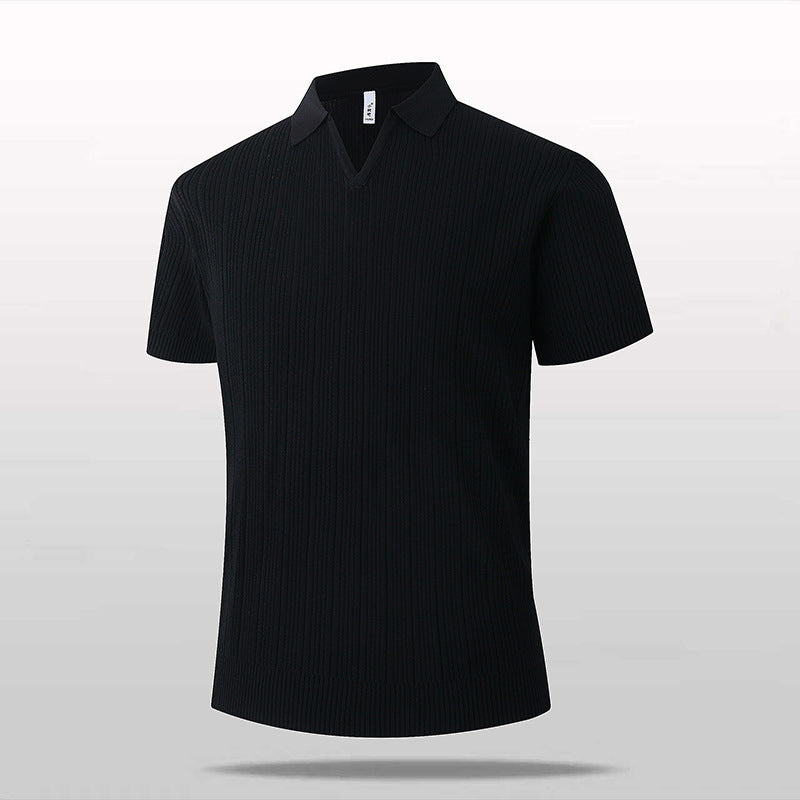 Men's Short Knit Tops with V-Neck Mune Fashion