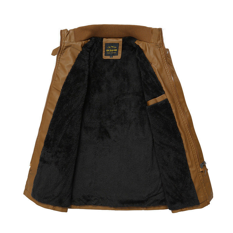 Men's Fashionable Faux Leather Jacket with Practical Pockets Mune Fashion
