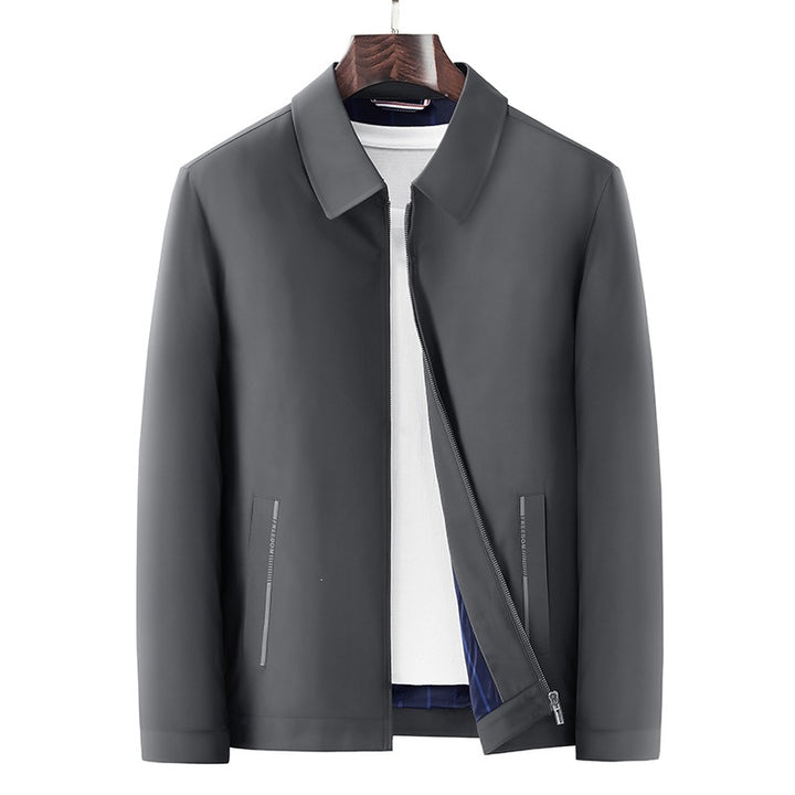 Men's Minimalistic Lightweight Transition Jacket with Shirt Collar, Concealed Zipper & Side Zipper Pockets Mune Fashion