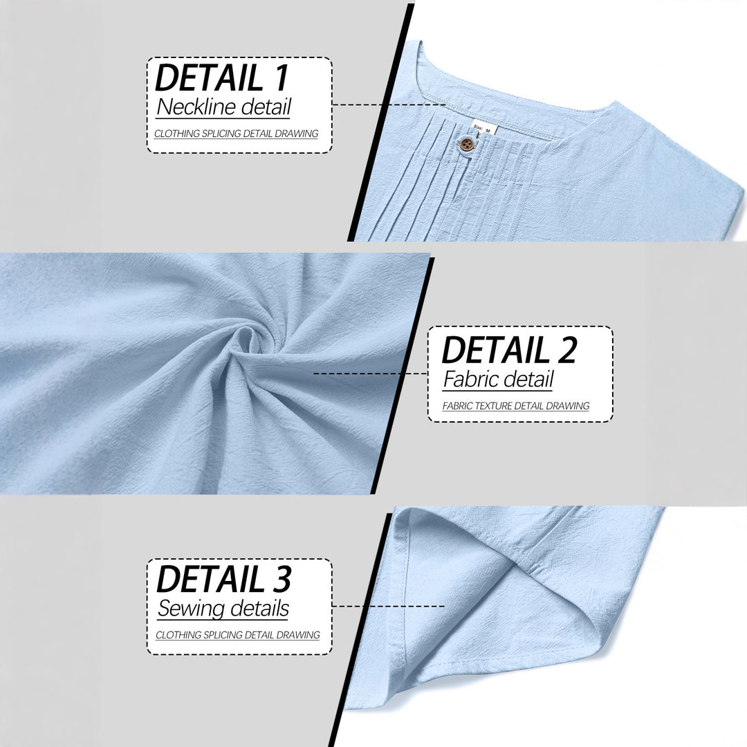 Men's Naan light structured tunic shirt with stand-up collar, pleats and loop button Mune Fashion