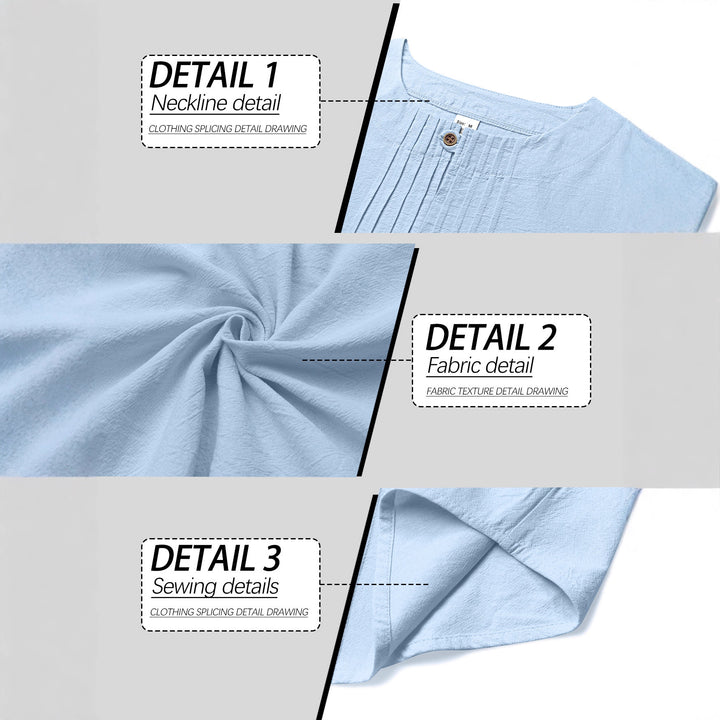 Men's Naan light structured tunic shirt with stand-up collar, pleats and loop button Mune Fashion