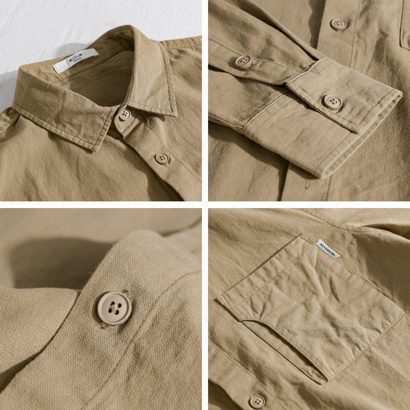 Men's casual shirt jacket made of lightweight cotton twill with a patch chest pocket and relaxed fit Mune Fashion