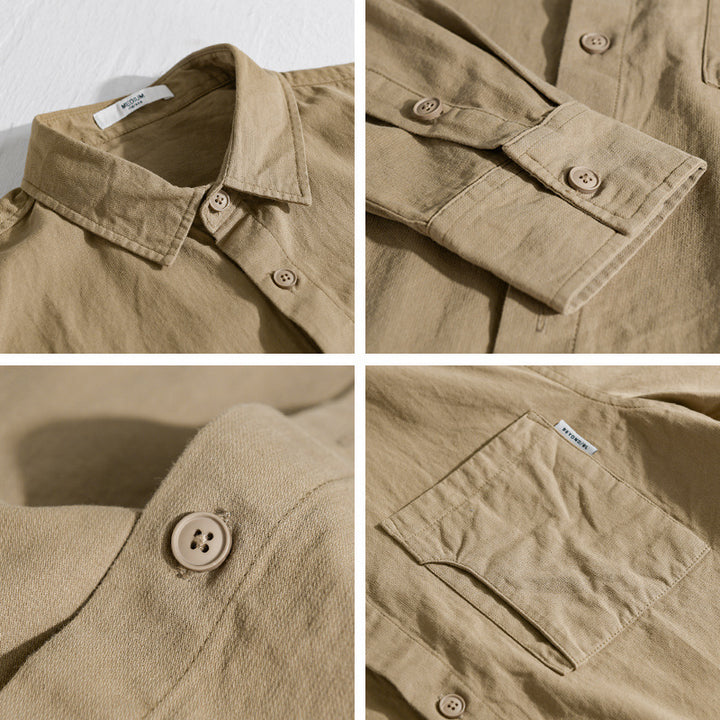Men's casual shirt jacket made of lightweight cotton twill with a patch chest pocket and relaxed fit Mune Fashion