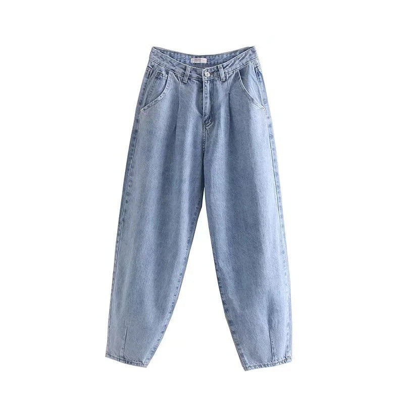 Women's High-Waisted Tapered Pants with Front Pleats and Relaxed Fit Mune Fashion