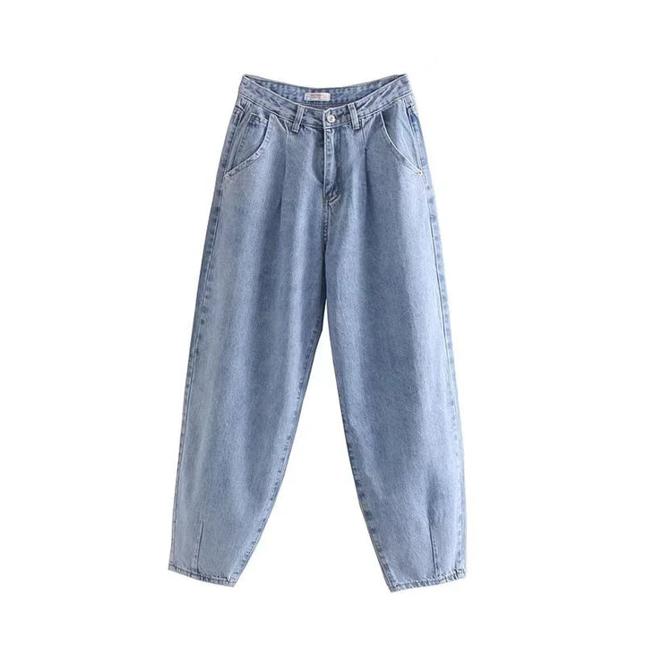 Women's High-Waisted Tapered Pants with Front Pleats and Relaxed Fit Mune Fashion