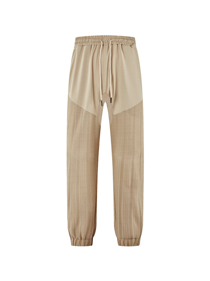 Men's slim-fit jogging pants with elastic drawstring waistband and textured knee panel Mune Fashion