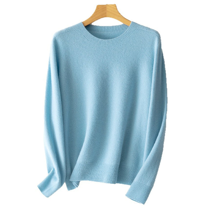 Women's Cashmere Blend Round Neck Sweater with Oversized Cut Mune Fashion