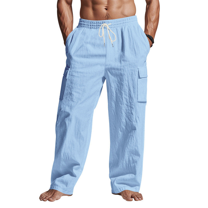 Men's loose cargo leisure pants with elastic drawstring waistband and multiple pockets Mune Fashion