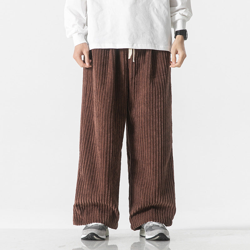 Men's loosely cut corduroy pants with drawstring waistband and distinctive ribbed texture Mune Fashion