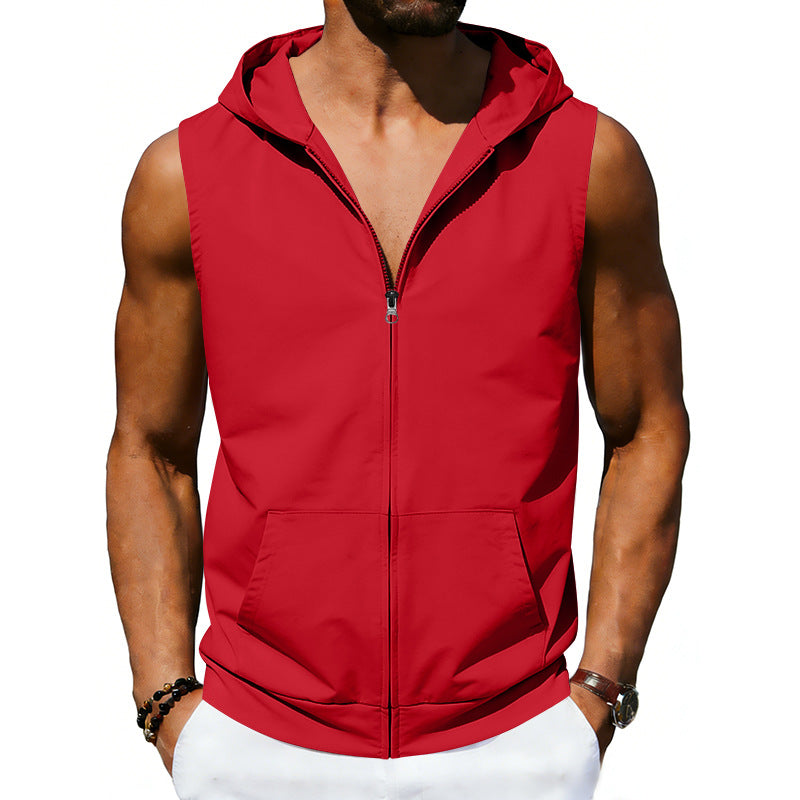 Men's sleeveless hooded vest with full zip and kangaroo pocket Mune Fashion