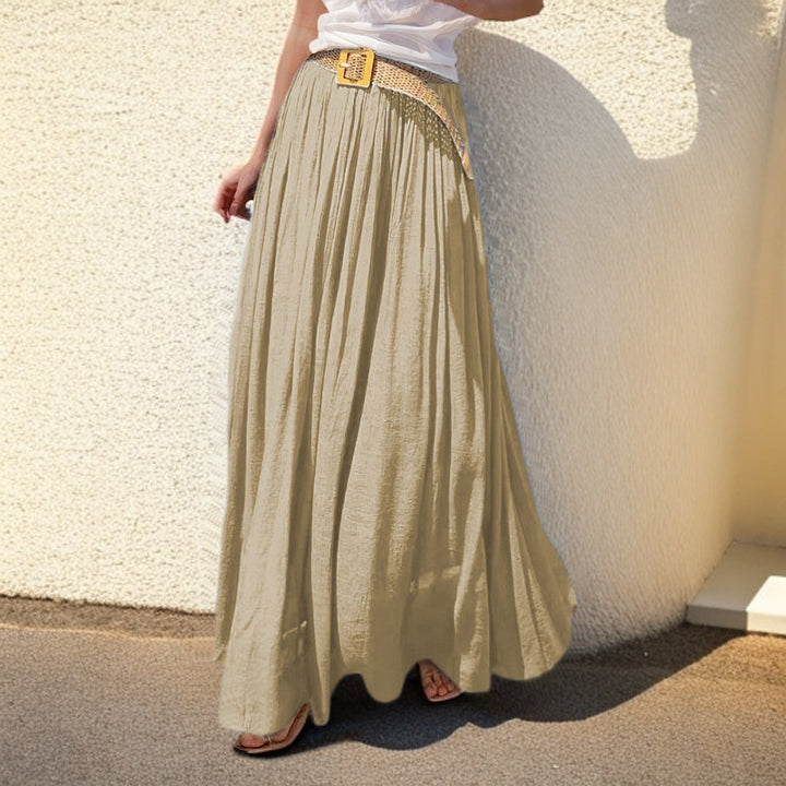 Ladies' airy pleated maxi skirt with elastic waistband and flowing summer fall Mune Fashion