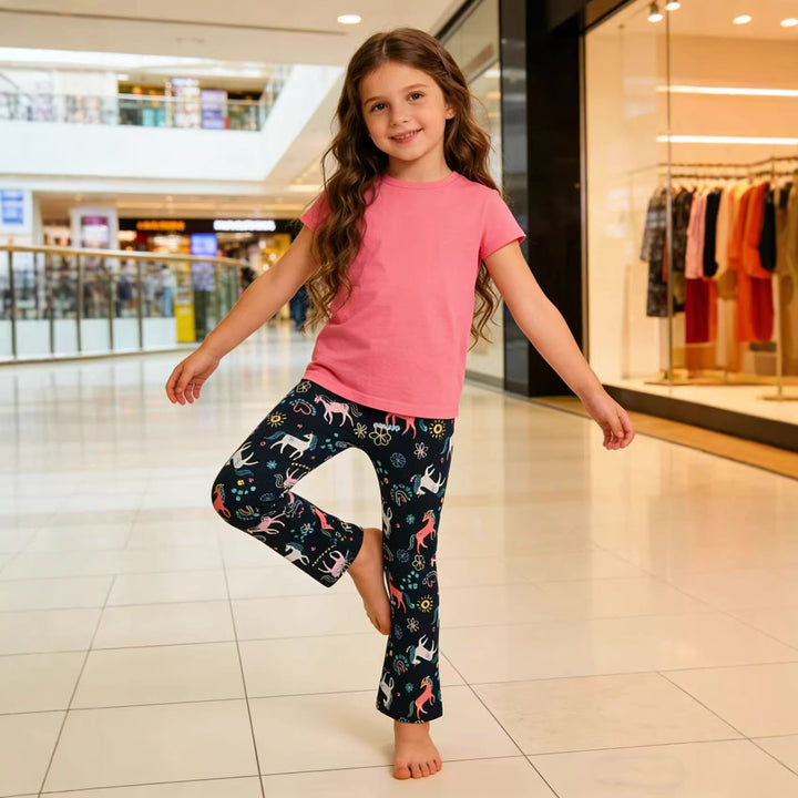 Girls leggings with playful unicorn and flower pattern Mune Fashion