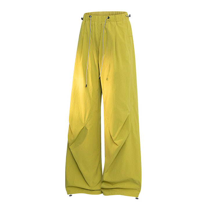 Women's Wide Palazzo Pants with Drawstring Waist, Draped Pleats & Adjustable Hem Mune Fashion