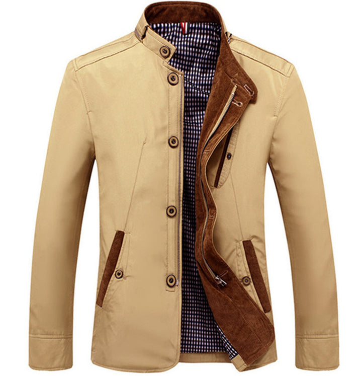 Men's Stand Collar Blouson with Concealed Zip and Button Placket Mune Fashion