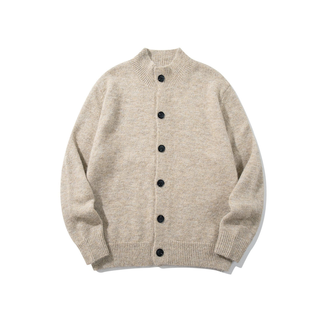 Unisex Chunky Knit Boucle Cardigan with Stand-Up Collar and Button Placket Mune Fashion