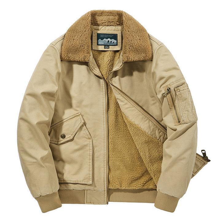 Men's pilot jacket with continuous sherpa lining and lambskin collar Mune Fashion