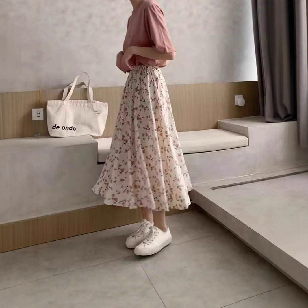 Women's Elegant Midi Skirt with Floral Pattern Mune Fashion