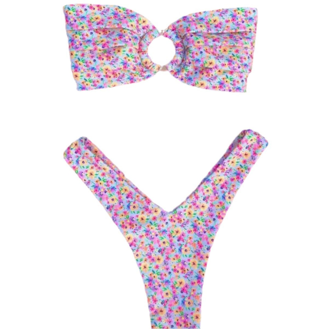 Women’s bandeau bikini with floral pattern and loop detail Mune Fashion