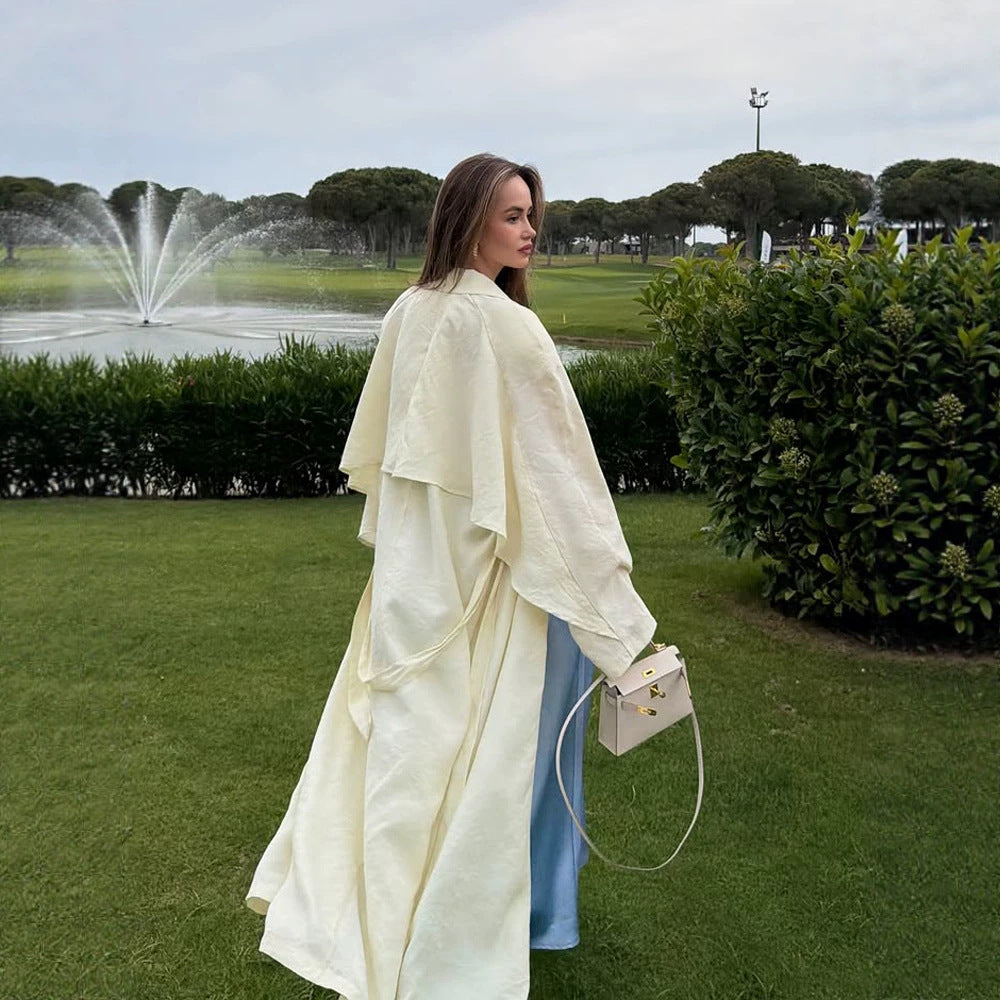Women's long light trench coat with cape detail and wide fall Mune Fashion