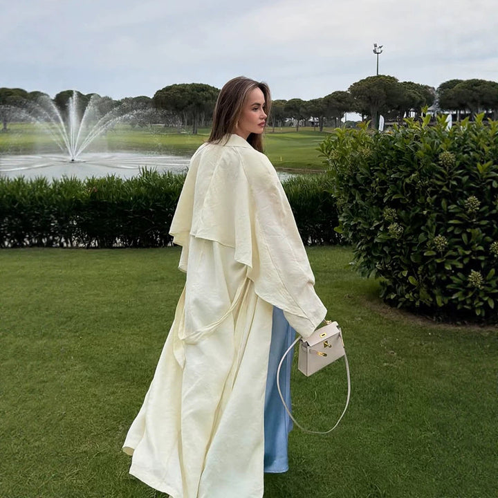Women's long light trench coat with cape detail and wide fall Mune Fashion