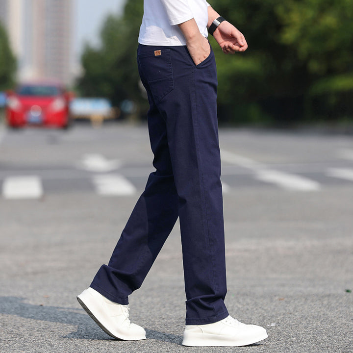 Men's Slim Fit Stretch Pants with Elastic Waistband and Straight Leg Mune Fashion