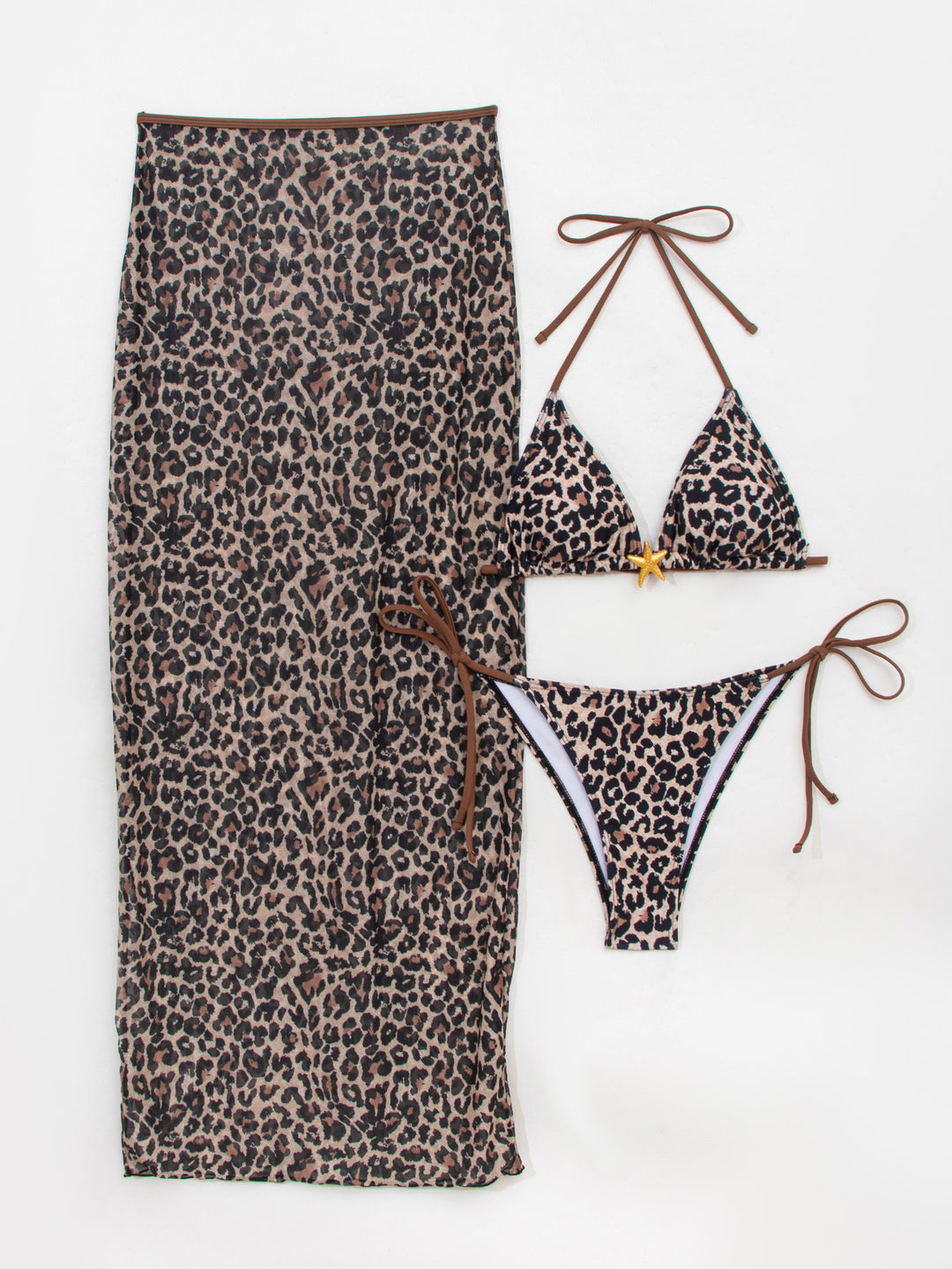 Women's triangle bikini with elegant wrap skirt and animal print Mune Fashion