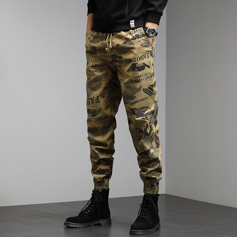 Herren Cargohose im Joggerstil mit Camouflage‑Print, Elastischem Tunnelzugbund und Klappentaschen Mune Fashion