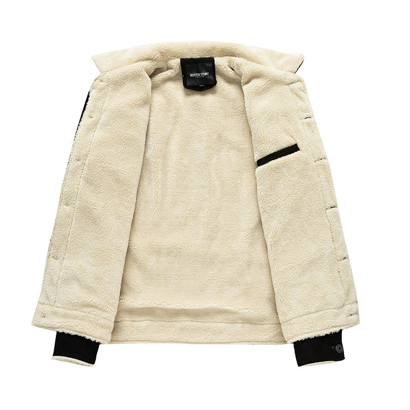 Men's cord jacket in trucker style with Sherpa lining and patch pockets Mune Fashion