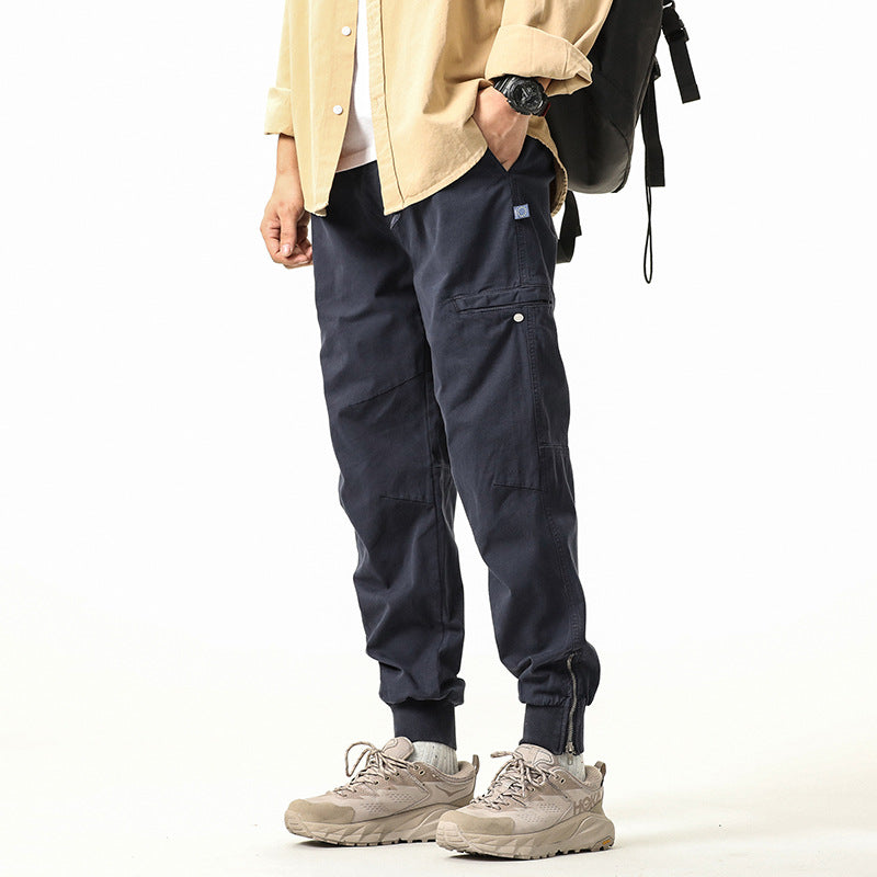 Men's Utility Cargo Jogger Pants made of robust cotton twill with ankle zipper Drune