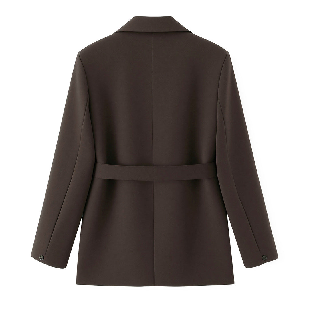 Women's Two-Piece Blazer Set with Wrap Belt and Wide Pleated Trousers Mune Fashion