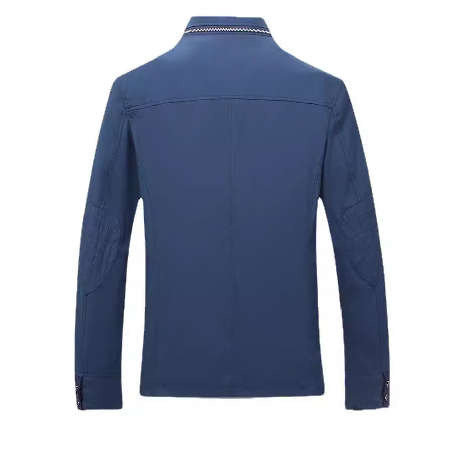Men's Stand Collar Blouson with Concealed Zip and Button Placket Mune Fashion