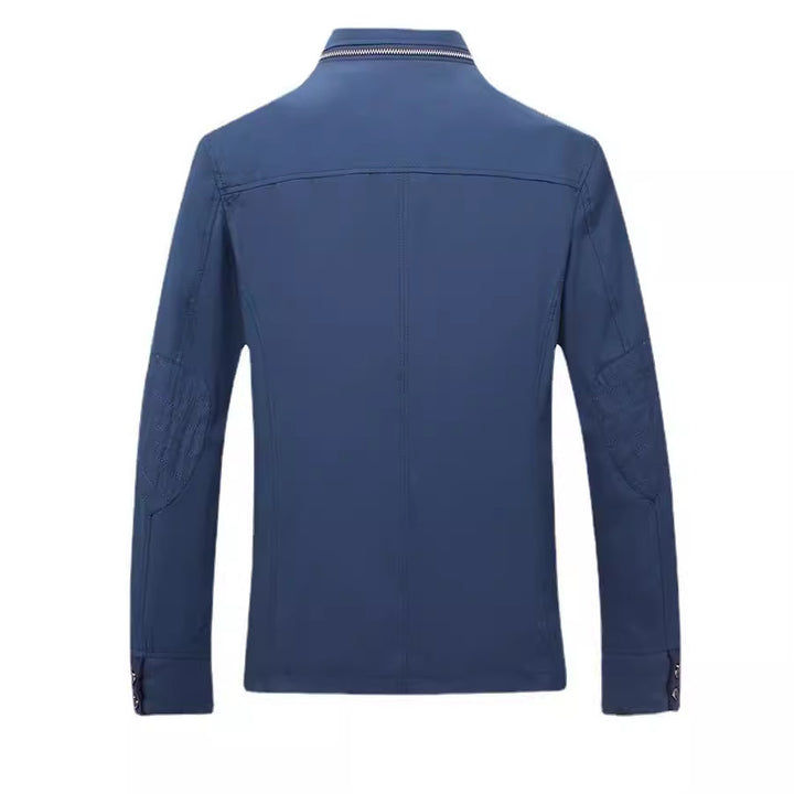 Men's Stand Collar Blouson with Concealed Zip and Button Placket Mune Fashion
