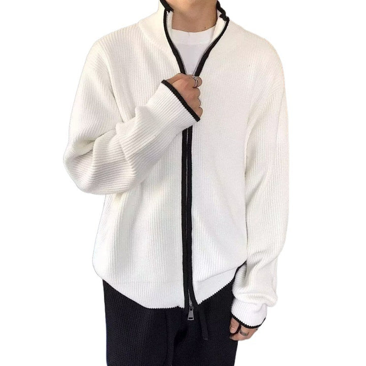 Men's Fashionable Cardigan with Stand-Up Collar Mune Fashion