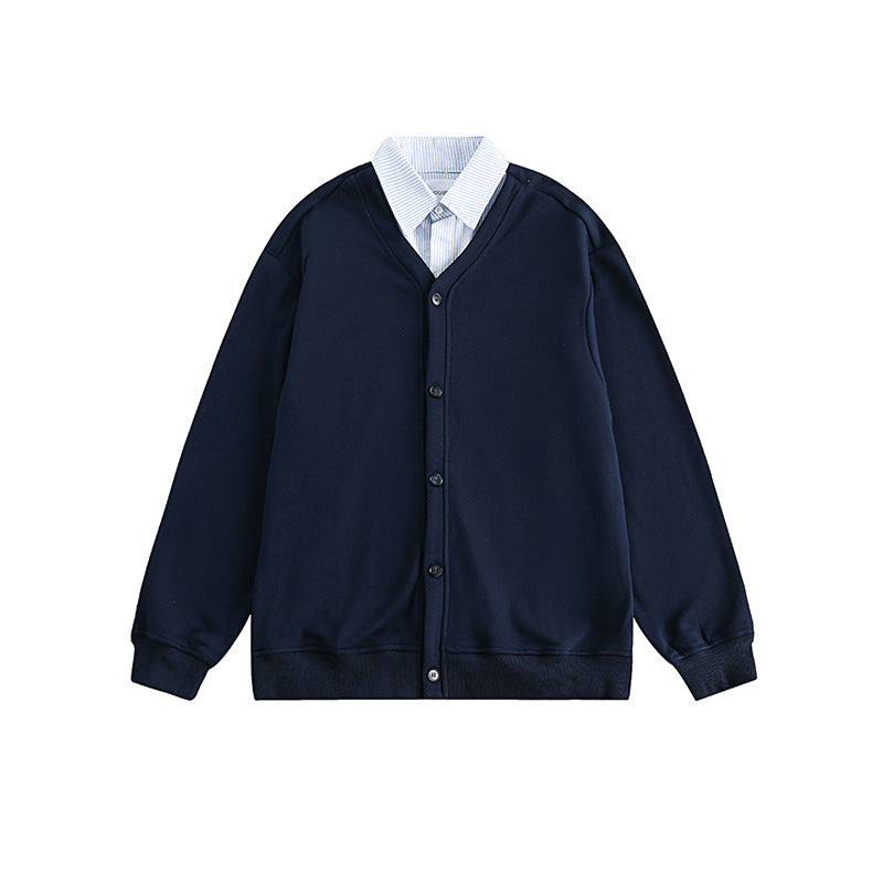 Men's oversized knit cardigan in sweatshirt style with V-neck and button placket Mune Fashion