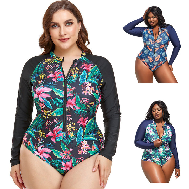 Women's Rashguard Swimsuit with Floral Pattern Mune Fashion