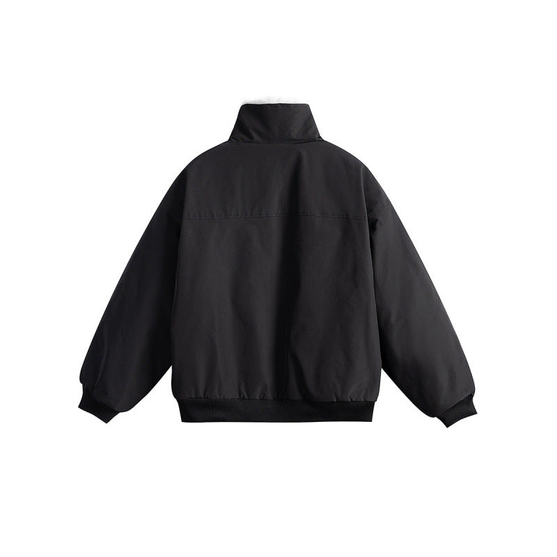 Women's Short Boxy Quilted Jacket with High Shawl Collar, Teddy Collar and Elastic Ribbed Cuffs Mune Fashion