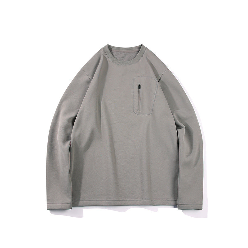 Men's Oversized Sweatshirt with Chest Zipper Pocket, Raglan Sleeves and Soft Inner Lining Mune Fashion