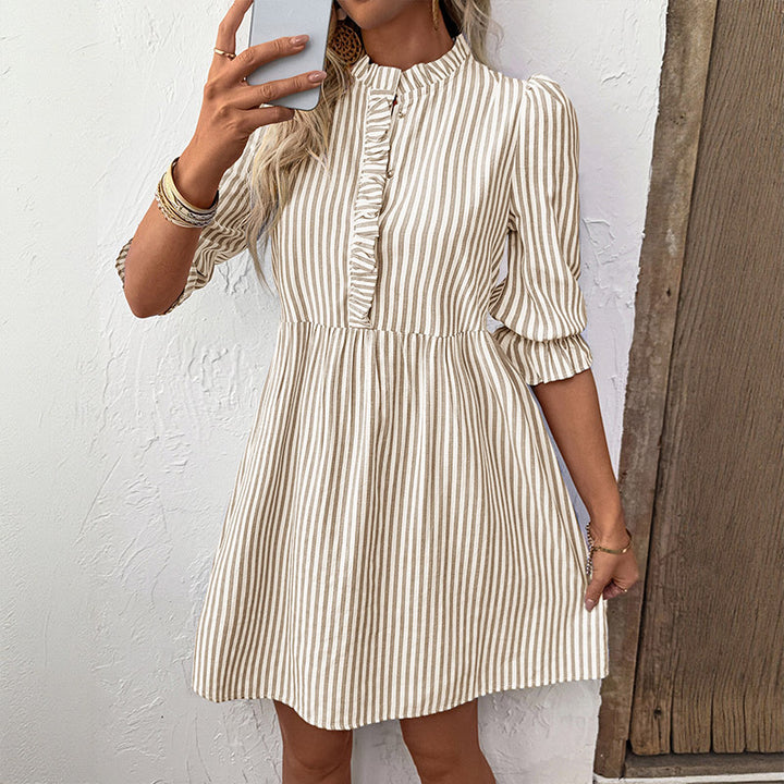 Women Playful Shirt Dress with Ruffles Mune Fashion