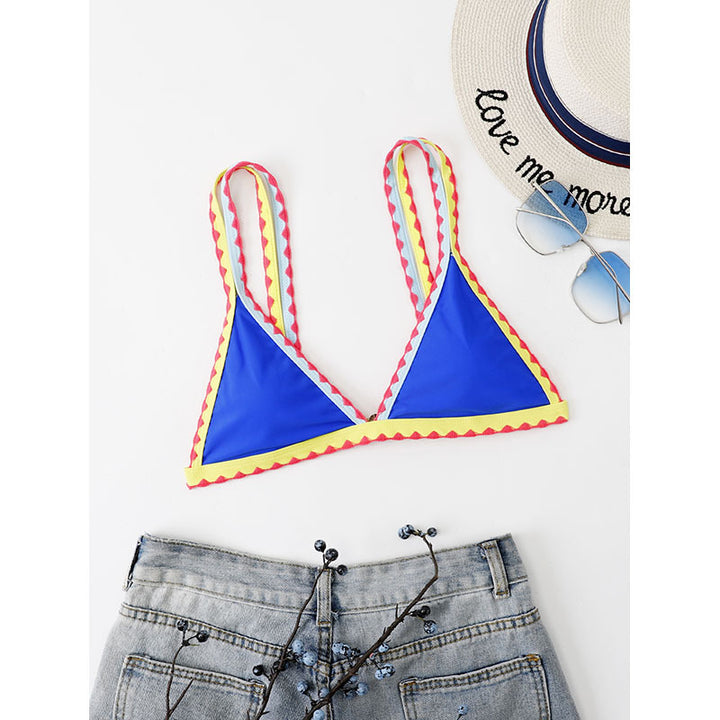 Women's Triangle Bikini with Colorful Lace Band Mune Fashion