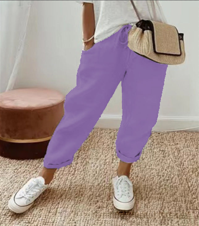 Women's Loose Printed Jogger with Drawstring and Cuffed Hem Mune Fashion