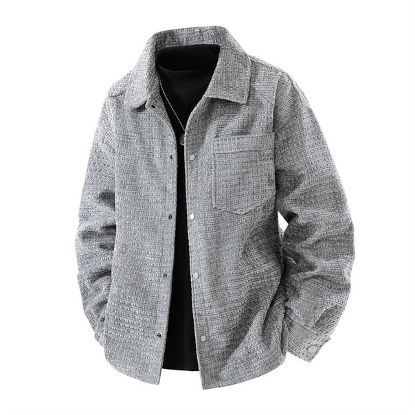Men's nano structured overshirt jacket made of waffle knit look with snap button closure and chest pocket Mune Fashion